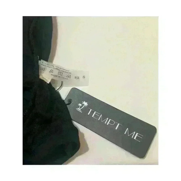 Tempt Me High Neck Adjustable Tunnel Straps Tankini Top Black NWT Size S - Picture 7 of 7